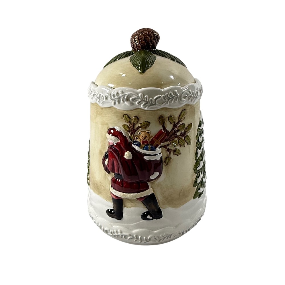 VTG Mercuries Christmas Cookie Jar Santa Snowman Large Ceramic Holiday Decor Exc